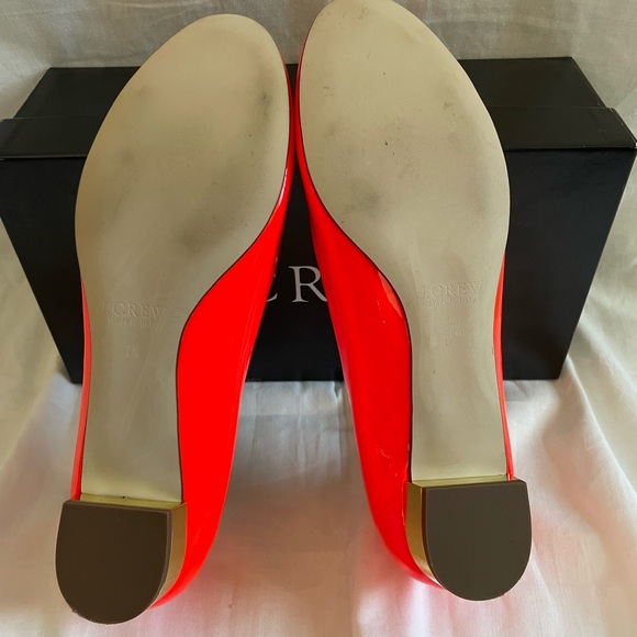 Neon Orange Patent J Crew block heel flats - Picture 4 of 6